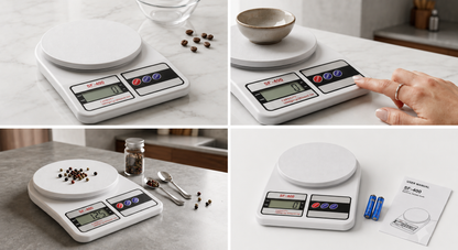 Digital Kitchen Weighing Scale | 10Kg x 1g Precision | Food Scale with LCD Display for Cooking, Baking, Meal Prep & Healthy Diet | Compact Weight Machine for Home Use (White)