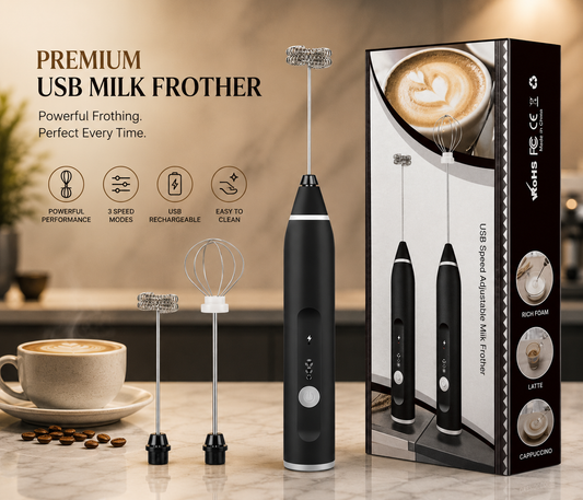 Electric for Coffee Frother with Whisk and, Mixer, Stand‑up Design, for Cream (Whisk Milk), Rechargeable, Stainless Steel