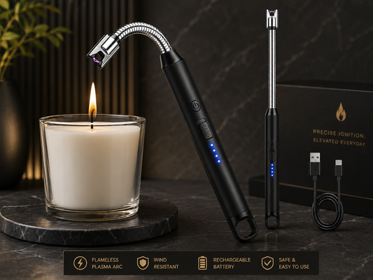 Rechargeable Electric Gas Lighter for Kitchen, Lighter for Gas Stove, Candles, Pooja, 1 Year Warranty, C-Type USB, Kitchen Tools, Multi Purpose - 360° Flexible & Windproof, Black