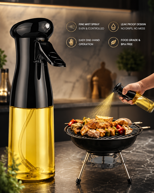 Oil Sprayer for Cooking, Refillable Olive Oil Spray Bottle, Fine Mist Spray Oil Dispenser for Air Fryer, BBQ, Salad, Roasting & Kitchen Use (Spray Bottle)
