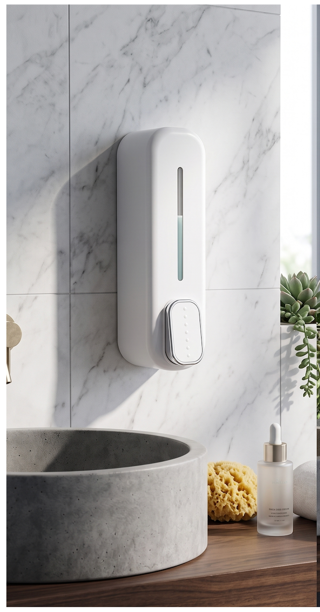 Black soap Dispenser Wall Mounted for Bathroom | Wash Basin | Liquid Sanitizer Shower Gel Dish Wash Soap Dispenser for Bathroom Kitchen 400Ml Pack of (1, Capsule Black, ABS Plastic)