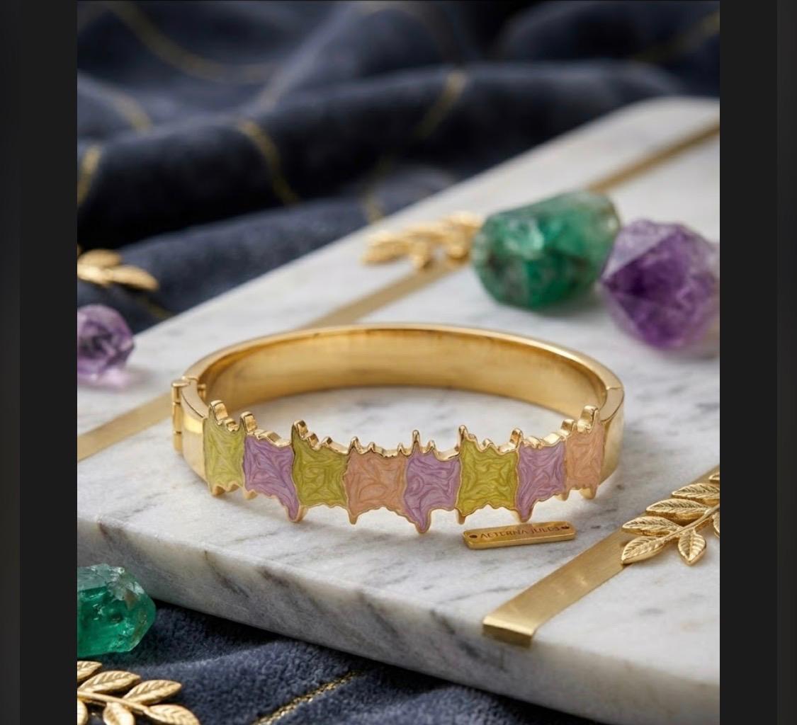 “Celestia Drip™ – Premium Multicolor Enamel Cuff Bracelet”