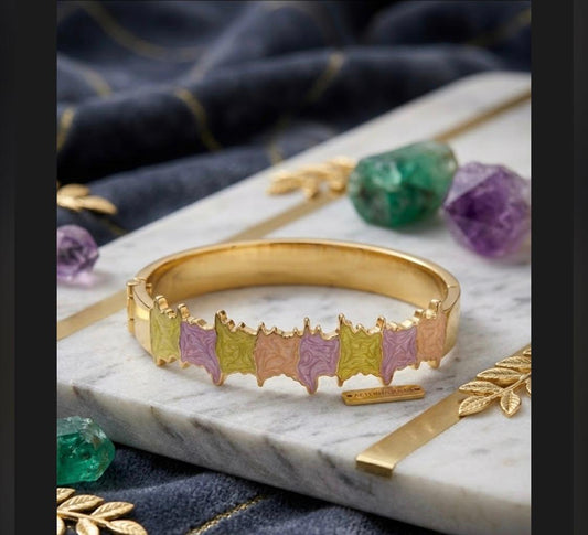 “Celestia Drip™ – Premium Multicolor Enamel Cuff Bracelet”